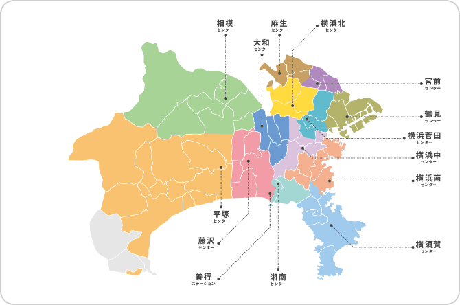 パルシステム神奈川の食品回収拠点マップ